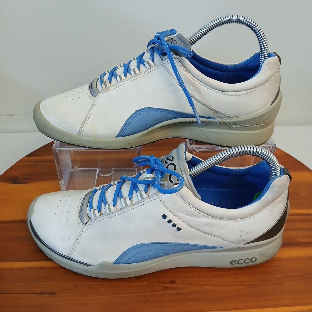 ECCO Biom Golf Shoes Womens 39 8-8.5 White Natural‎ Motion Leather Sneakers